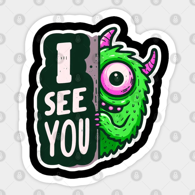 Peekaboo I SEE YOU Monster Sticker by Plushism